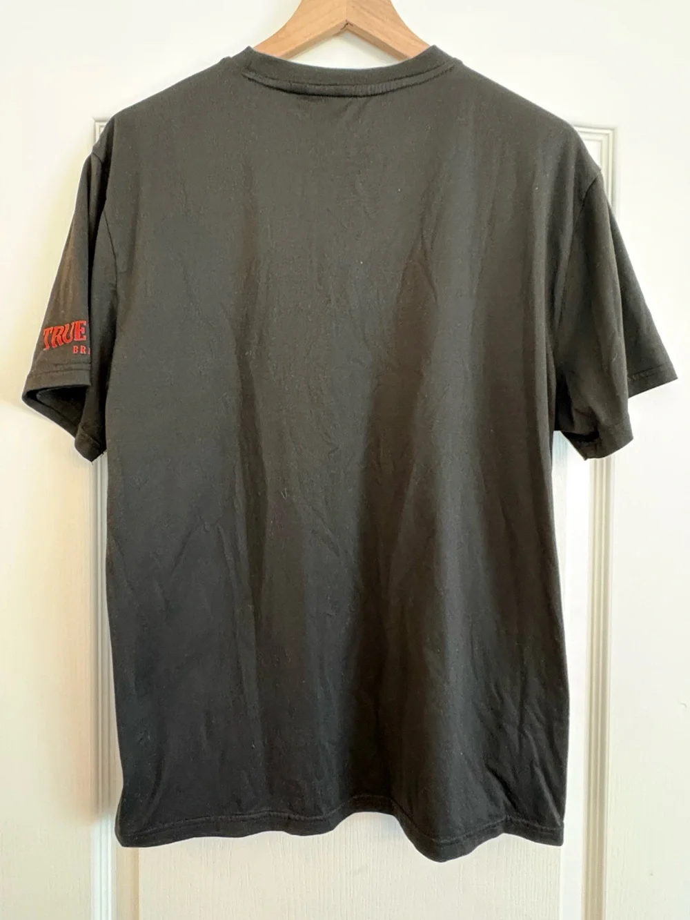 True Religion Black Short-Sleeve Crew Tee with Red Logo Accents